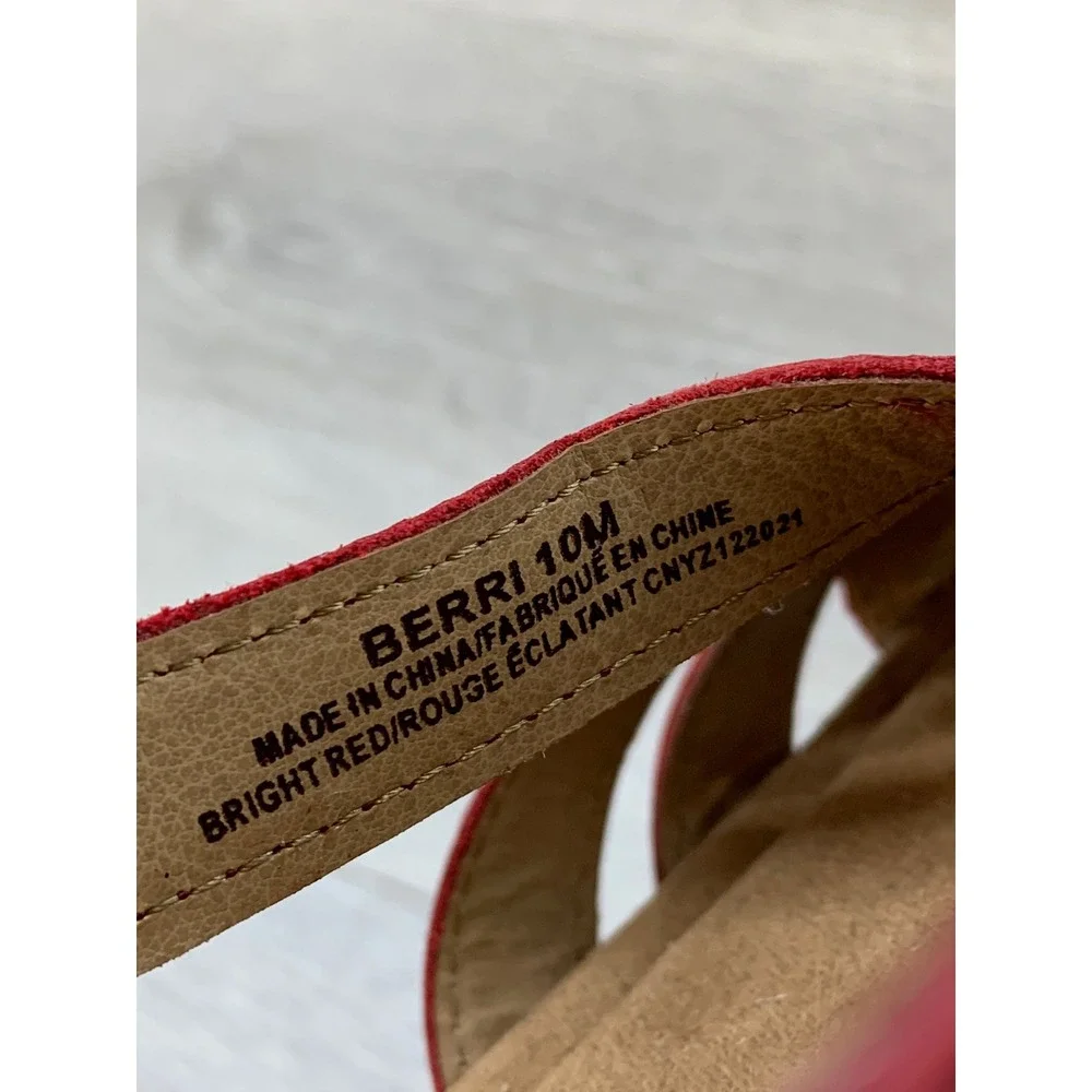 Earth Origins Berri Red Leather Fisherman Sandals Women's 10 Slingback Flat Shoe
